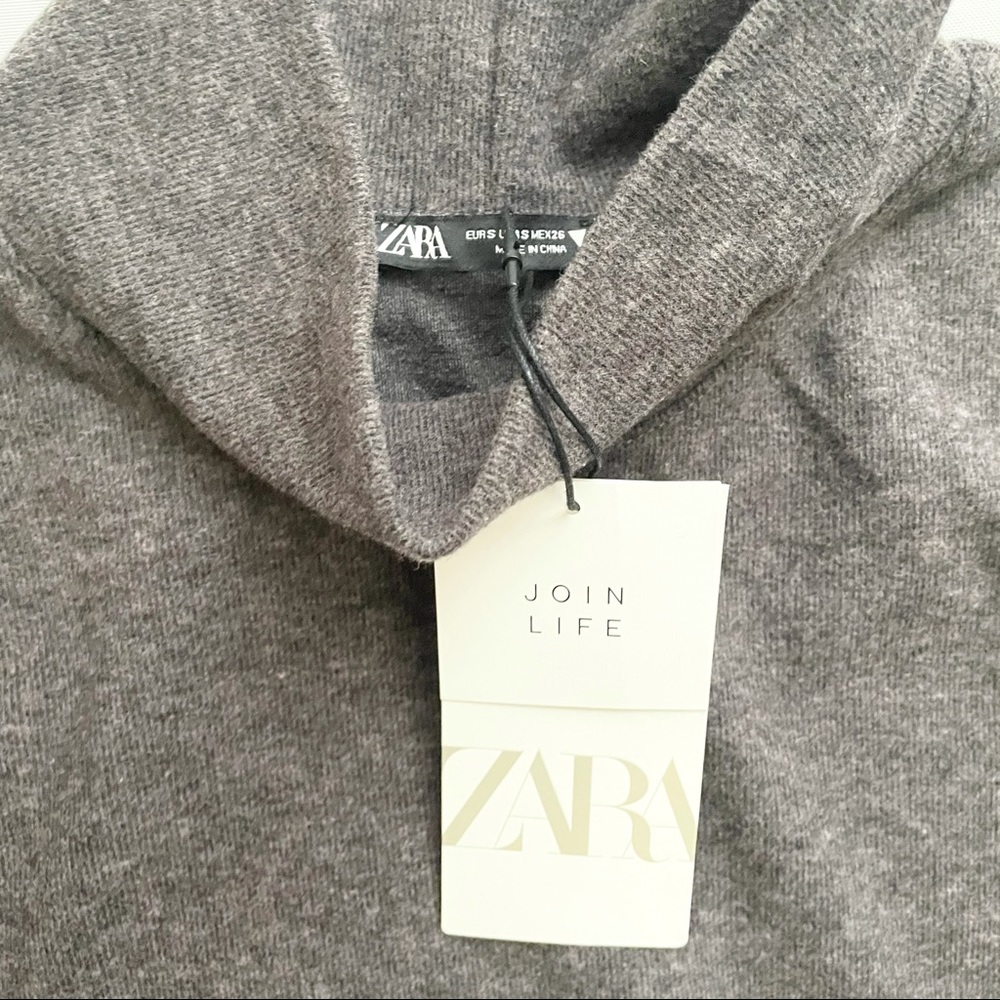 Zara Soft-touch Turtleneck Grey Shift Dress - Picture 3 of 4